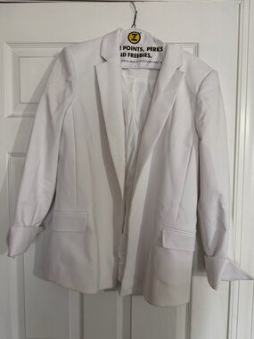 Calvin Klein White Women's Tailored Blazer - Classic Open Front Jacket